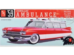 Skill 2 Model Kit 1959 Cadillac Ambulance with Gurney Accessory 1/25 Scale Model by AMT AMT1395