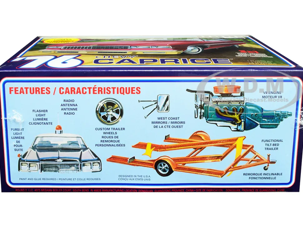 Skill 2 Model Kit 1976 Chevrolet Caprice with Trailer 3-in-1 Kit 1/25 Scale Model MPC MPC963M