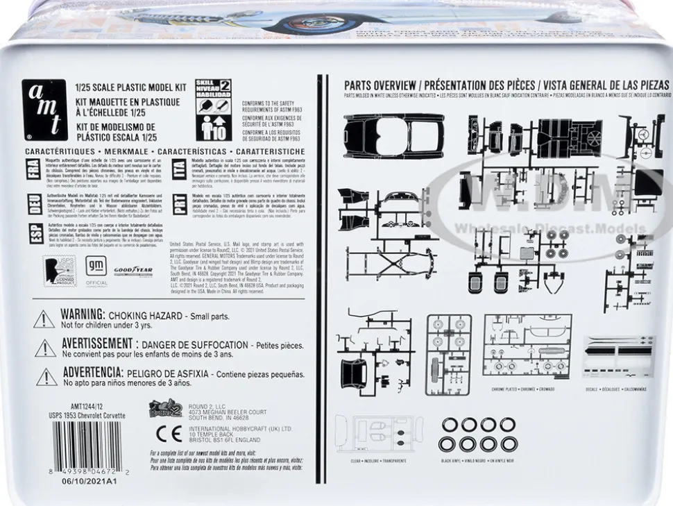 Skill 2 Model Kit 1953 Chevrolet Corvette USPS United States Postal Service Themed Collectible Tin 1/25 Scale Model AMT AMT1244