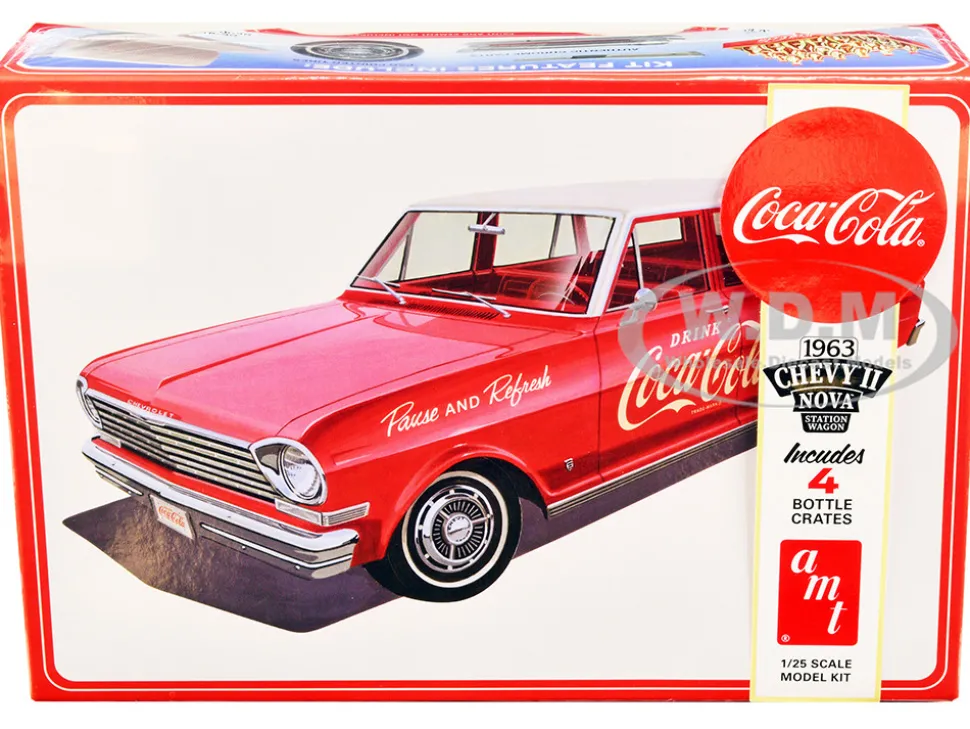 Skill 3 Model Kit 1963 Chevrolet II Nova Wagon Coca Cola 1/25 Scale Model AMT AMT1353