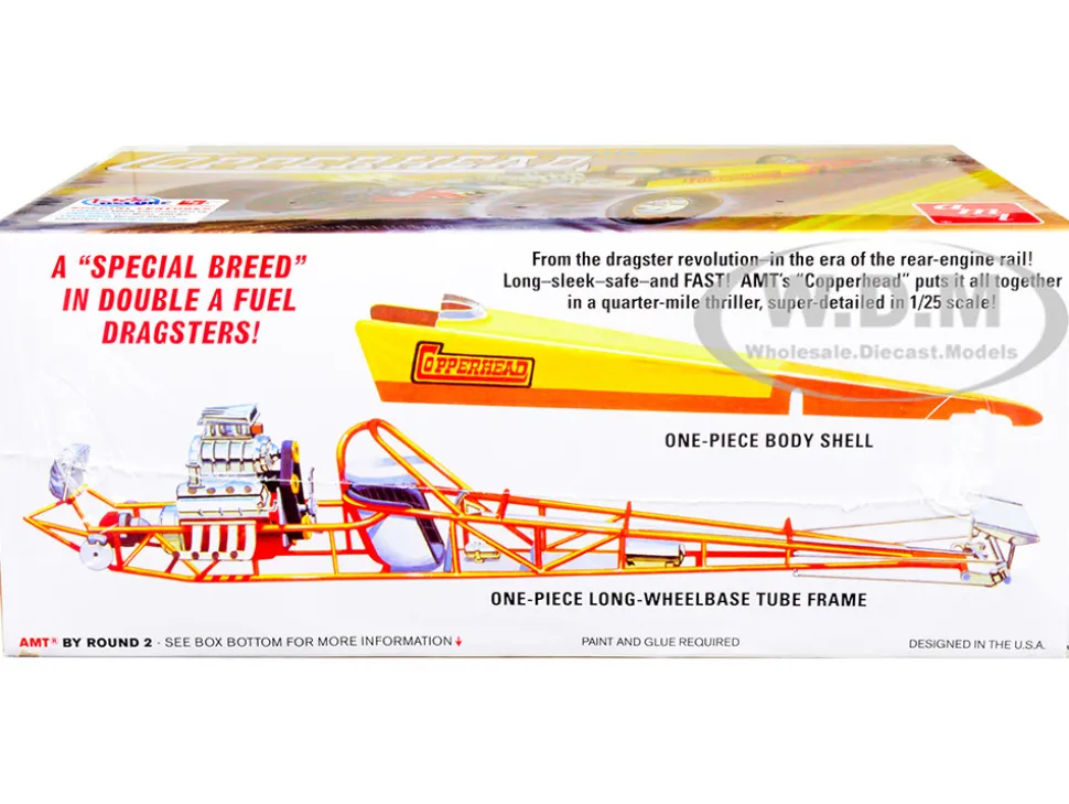 Skill 2 Model Kit 1934 Copperhead Rear-Engine Double A Fuel Dragster 1/25 Scale Model AMT AMT1282