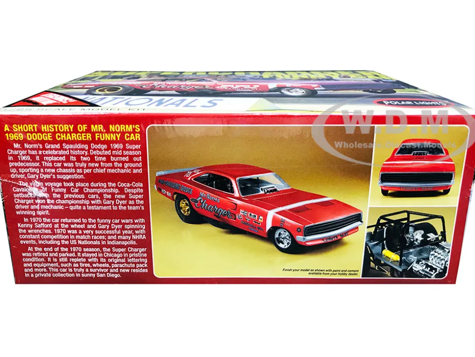 Skill 2 Model Kit 1969 Dodge Charger Funny Car Mr. Norm's Supercharger Legends of the Quarter Mile 1/25 Scale Model Polar Lights POL989