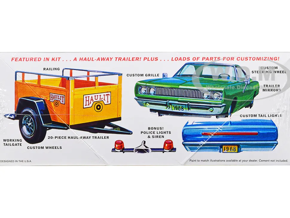 Skill 2 Model Kit 1968 Dodge Coronet Hardtop with Trailer 1/25 Scale Model by MPC