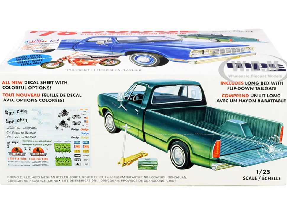 Skill 2 Model Kit 1978 Dodge D100 Pickup Truck Mini Bike 1/25 Scale Model MPC MPC901 M