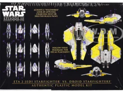 Skill 2 Model Kit ETA 2 Jedi Starfighter VS. Droid Starfighters 4 Model Set "Star Wars: Episode III - Revenge of the Sith" (2005) Movie 1/48 Scale Model by AMT
