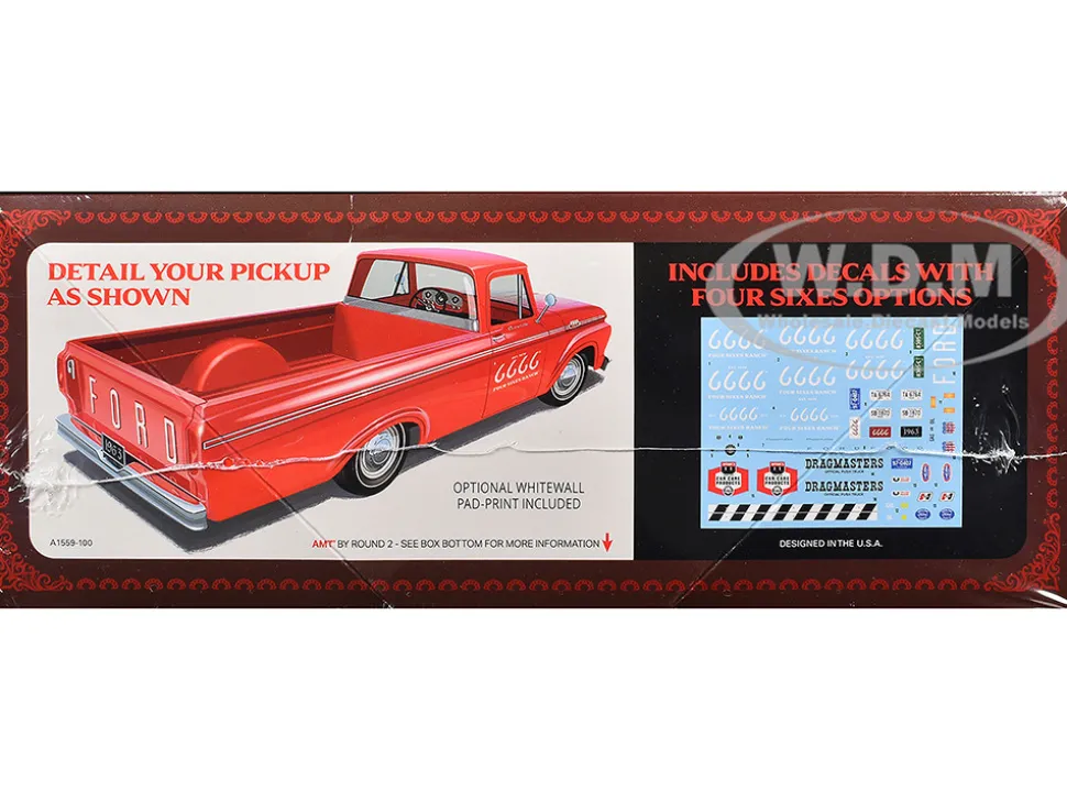 Skill 2 Model Kit 1963 Ford F-100 Pickup Truck "Four Sixes Ranch" 3-in-1 Kit 1/25 Scale Model by AMT