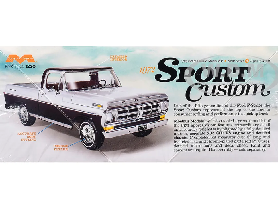 Skill 3 Model Kit 1972 Ford Sport Custom Pickup Truck 1/25 Scale Model by Moebius