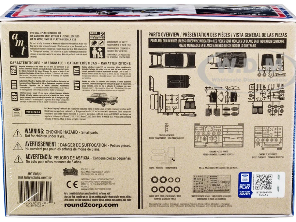 Skill 2 Model Kit 1956 Ford Victoria Hardtop 3 in 1 Kit 1/25 Scale Model AMT AMT1308