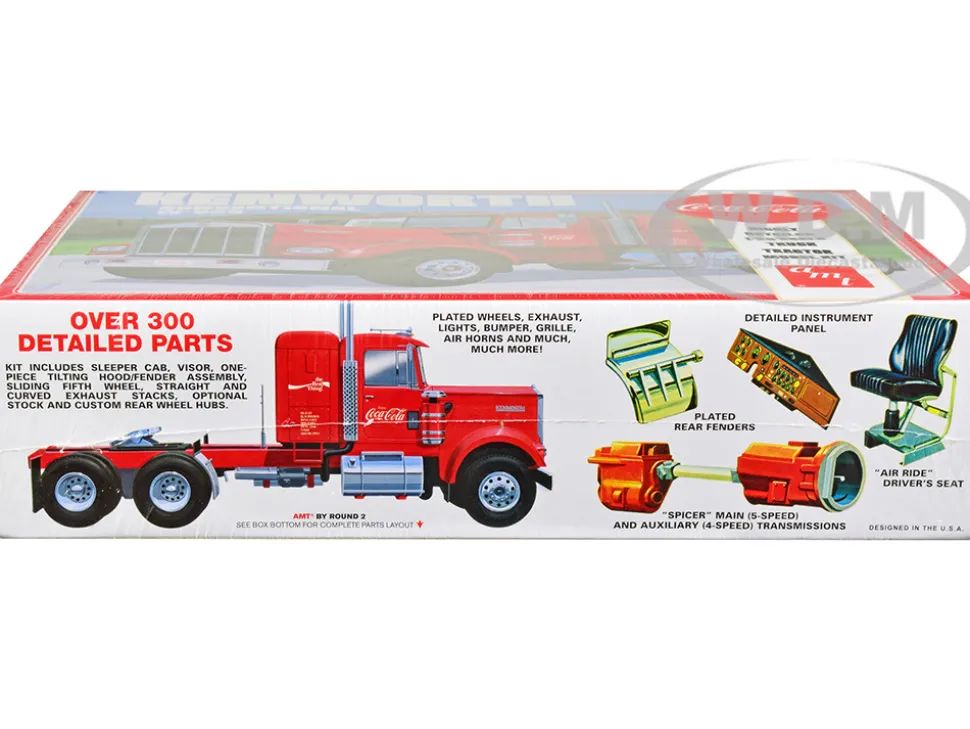 Skill 3 Model Kit Kenworth Conventional W-925 Tractor Truck Coca-Cola 1/25 Scale Model AMT AMT1286