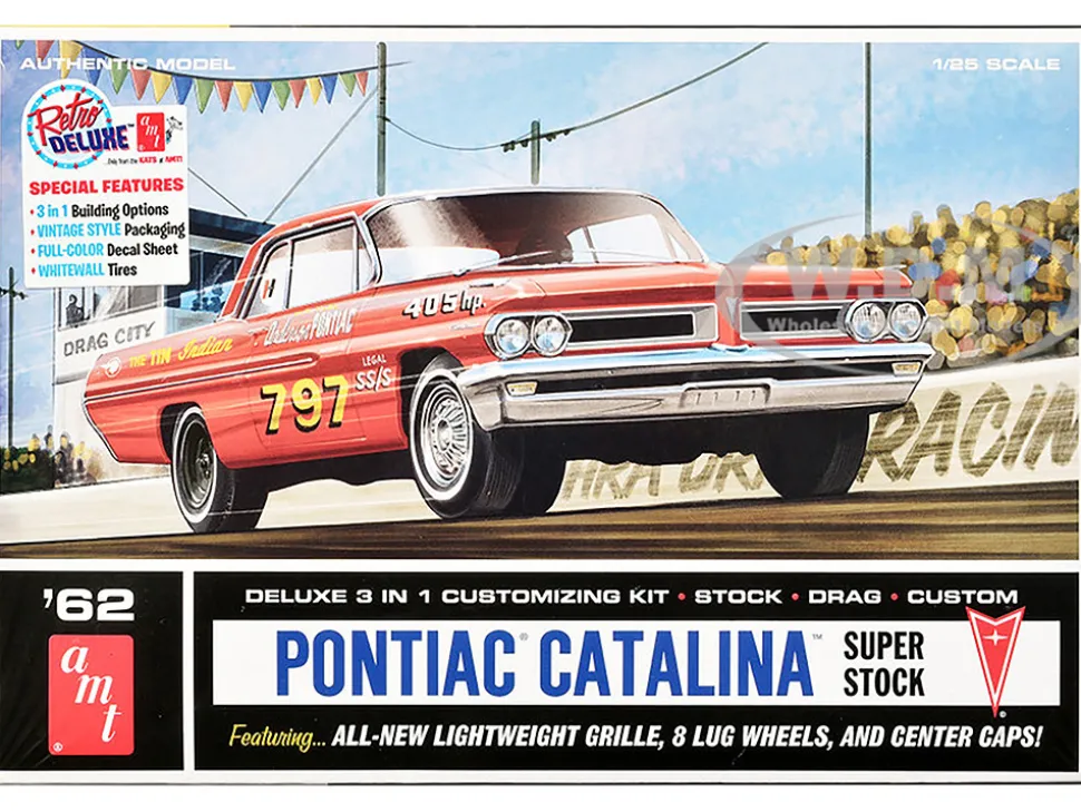 Skill 2 Model Kit 1962 Pontiac Catalina Super Stock 3-in-1 Kit 1/25 Scale Model by AMT