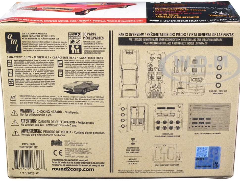 Skill 2 Model Kit 1968 Pontiac GTO Hardtop Craftsman Plus Series 1/25 Scale Model AMT AMT1411M