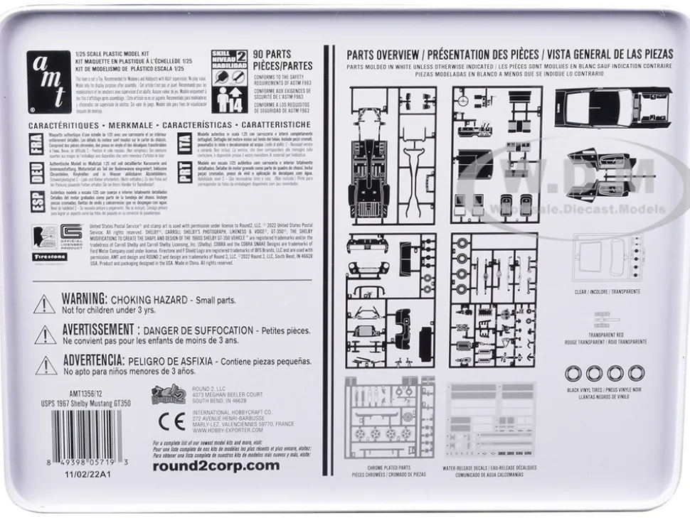 Skill 2 Model Kit 1967 Shelby Mustang GT350 USPS United States Postal Service Auto Art Stamp Series 1/25 Scale Model AMT AMT1356