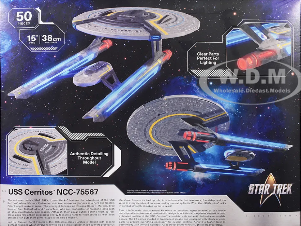 Skill 2 Model Kit USS Cerritos NCC-75567 Spacecraft "Star Trek: Lower Decks" (2020-2024) TV Series 1/1400 Scale Model by Polar Lights
