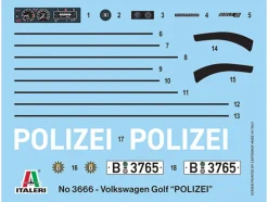 Skill 3 Model Kit 1978 Volkswagen Golf Berlin Polizei Police Department 1/24 Scale Model Italeri 3666