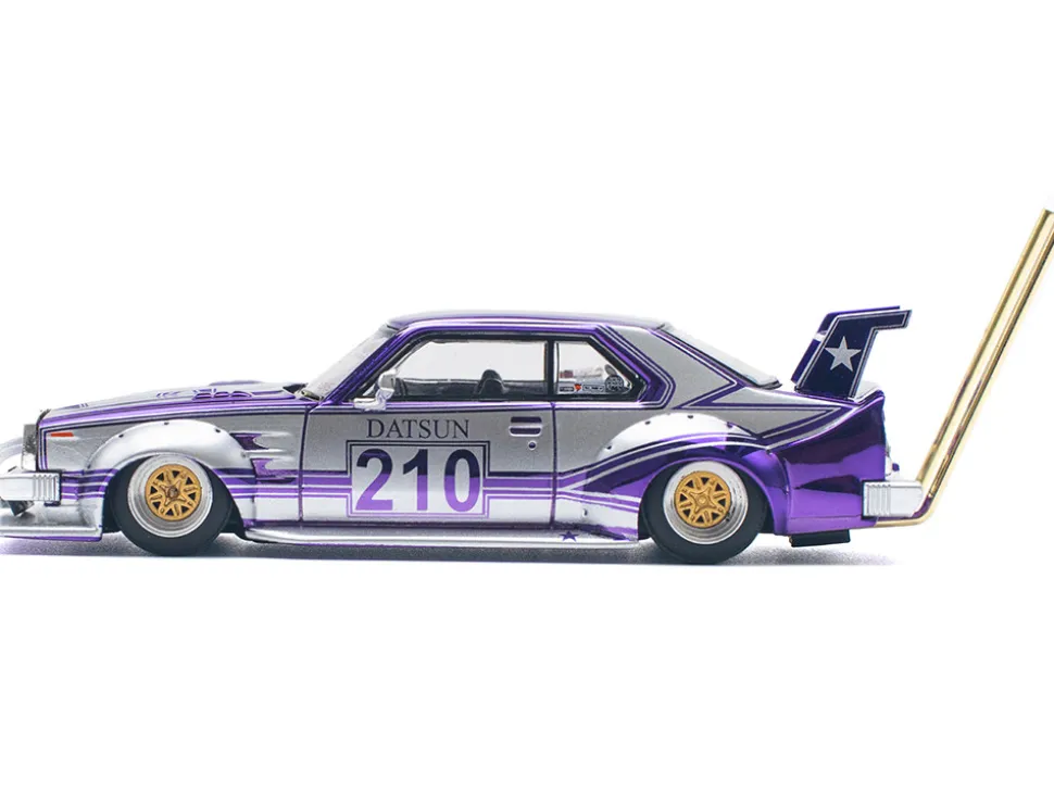 Skyline C210 Kaido Racer "Bosozoku Style" RHD (Right Hand Drive) #210 Purple and Silver 1/64 Diecast Model Car by Pop Race