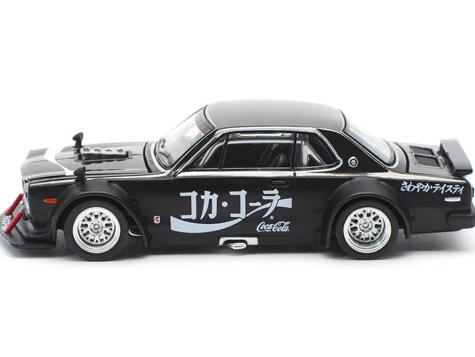 Skyline GT-R V8 Drift "Hakosuka" RHD (Right Hand Drive) "Coca-Cola" Black 1/64 Diecast Model Car by Pop Race