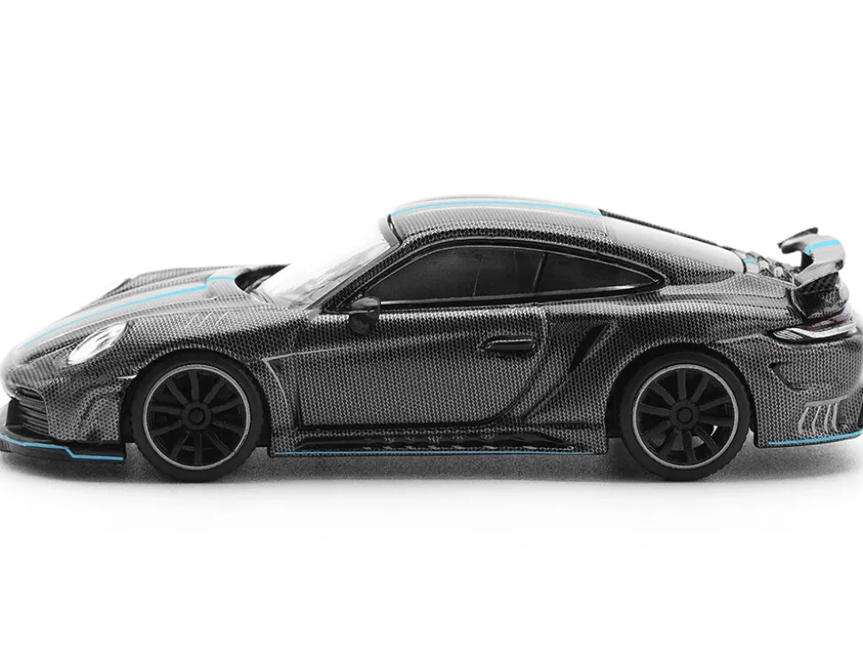 992 Stinger GTR Carbon Edition with Blue Stripe 1/64 Diecast Model Car by Pop Race
