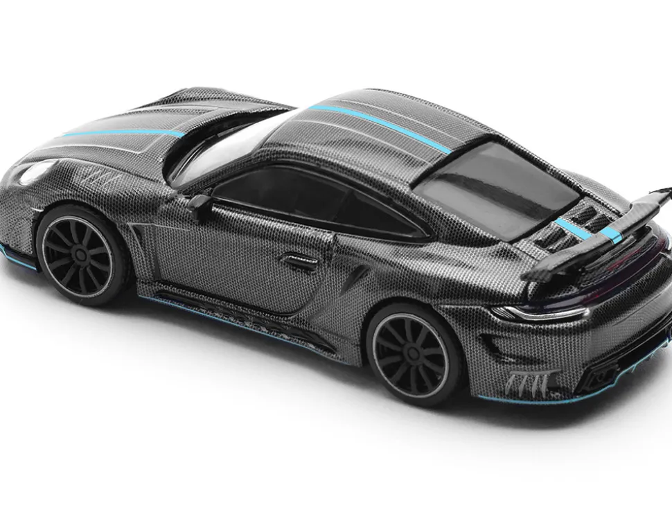 992 Stinger GTR Carbon Edition with Blue Stripe 1/64 Diecast Model Car by Pop Race