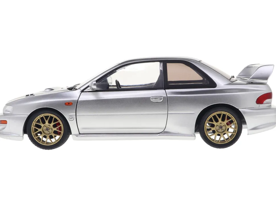 1998 Subaru Impreza 22B RHD (Right Hand Drive) Silver Metallic with Gold Wheels 1/18 Diecast Model Car by Solido