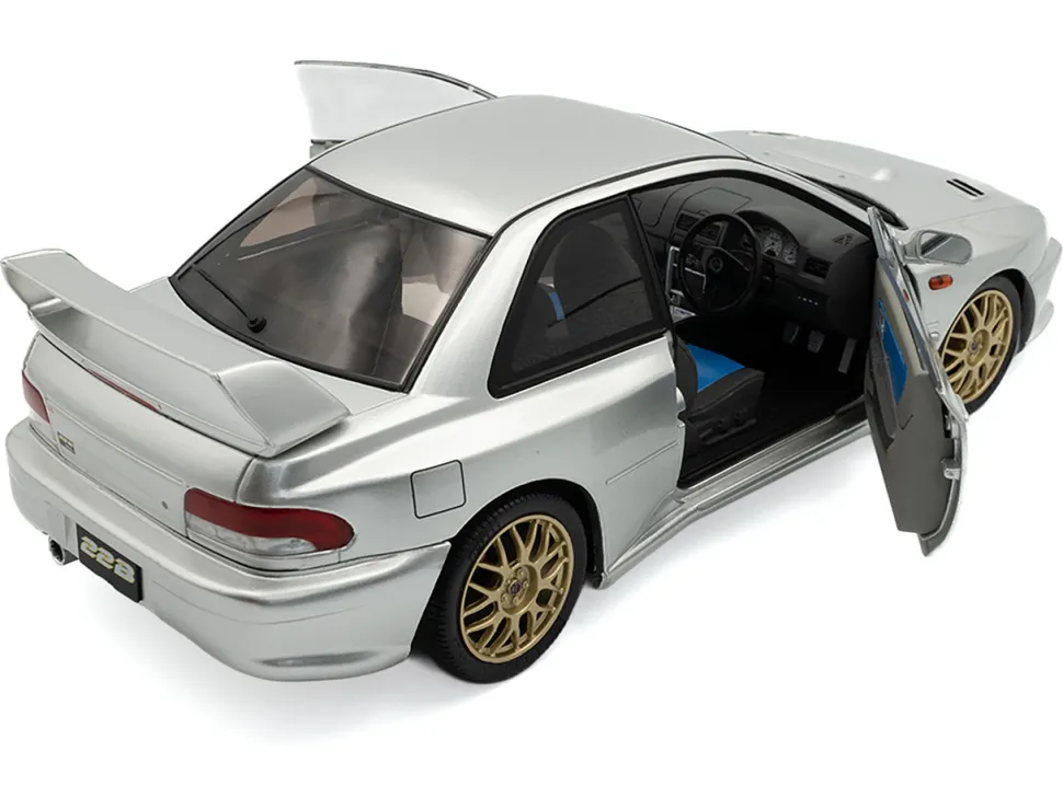 1998 Subaru Impreza 22B RHD (Right Hand Drive) Silver Metallic with Gold Wheels 1/18 Diecast Model Car by Solido