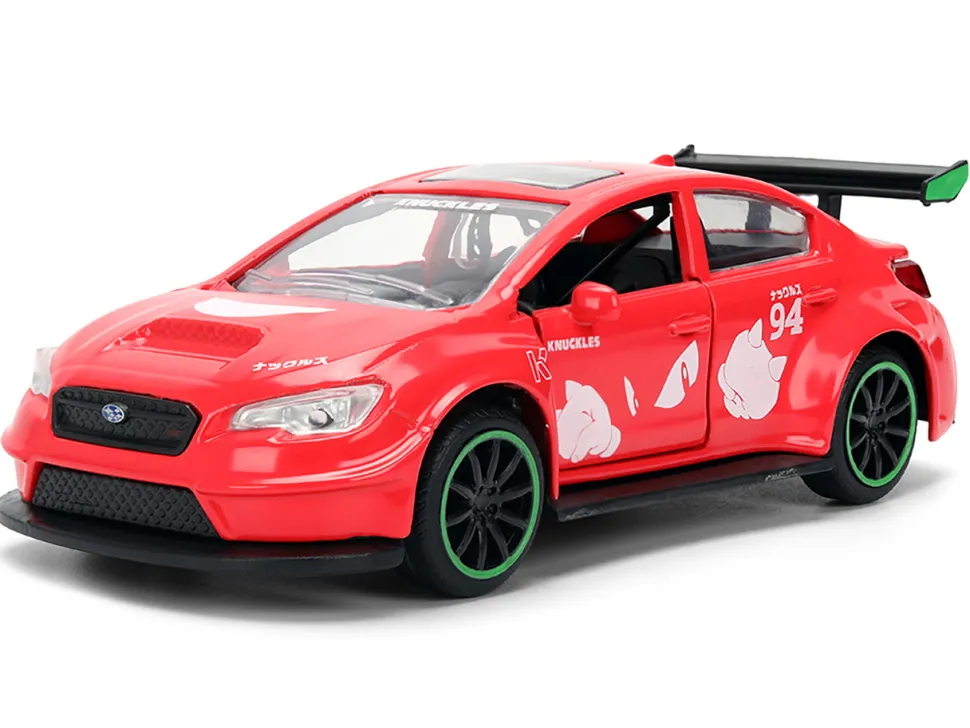 2016 Subaru WRX STI Red with "Knuckles" Graphics "Sonic the Hedgehog" (1991) Video Game "Hollywood Rides" Series 1/32 Diecast Model Car by Jada