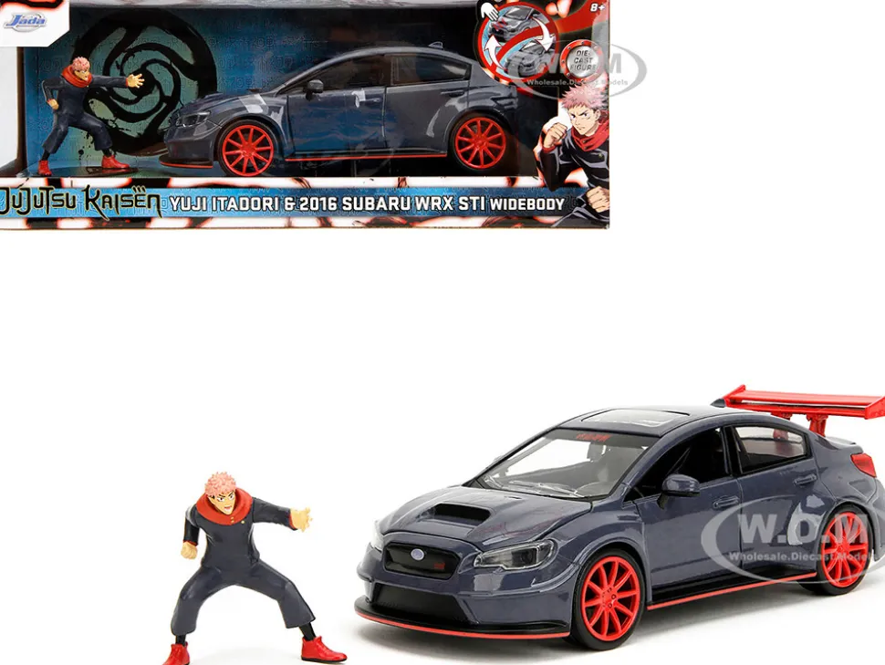2016 Subaru WRX STI Widebody Dark Blue and Yuji Itadori Diecast Figure "Jujutsu Kaisen" (2020–2023) TV Series "Anime Hollywood Rides" Series 1/24 Diecast Model Car by Jada