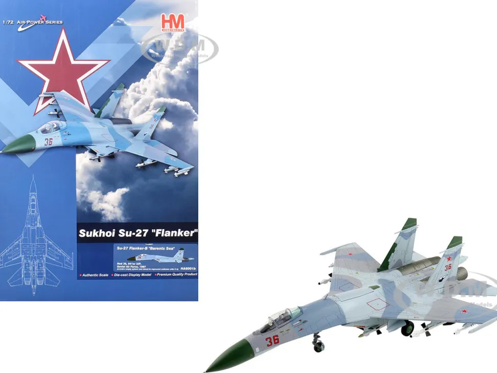 Sukhoi Su-27 Flanker-B Fighter Aircraft "Red 36, Barents Sea, 941st IAP" (1987) Soviet Air Force "Air Power Series" 1/72 Diecast Model by Hobby Master