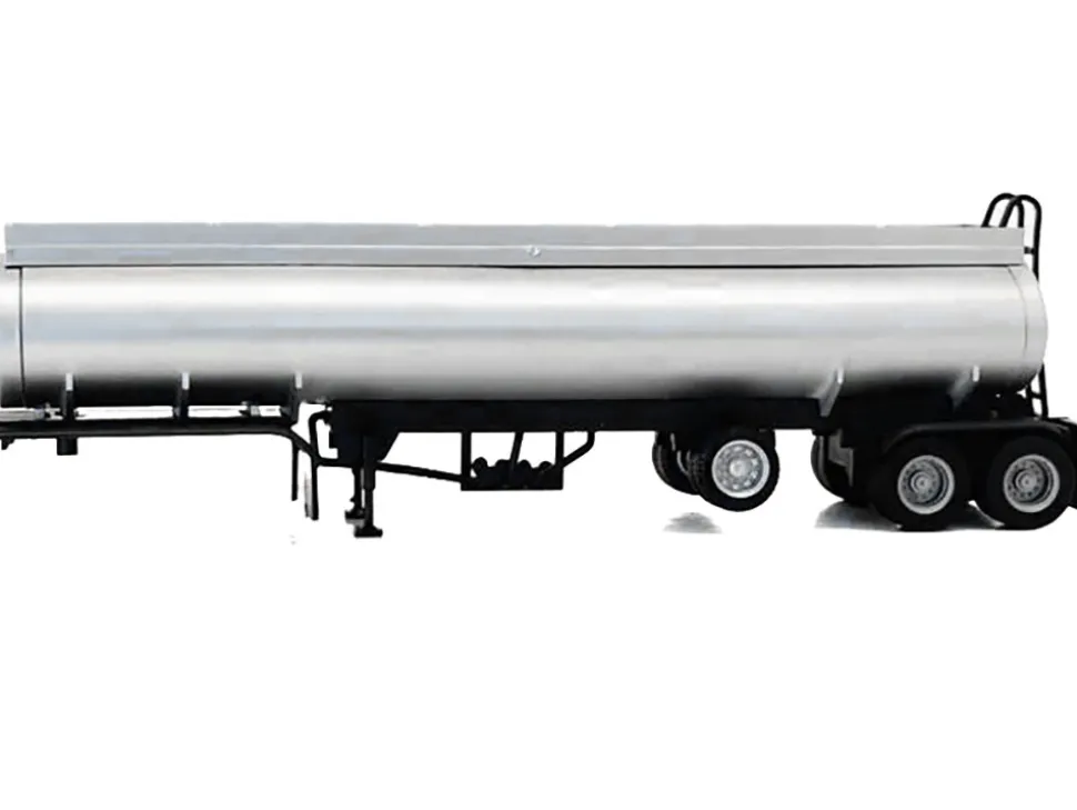 Tag-Axle Elliptical Tanker Trailer Silver 1/87 (HO) Plastic Model by Promotex
