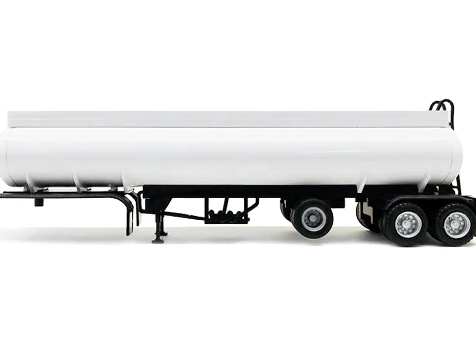 Tag-Axle Elliptical Tanker Trailer White 1/87 (HO) Plastic Model by Promotex