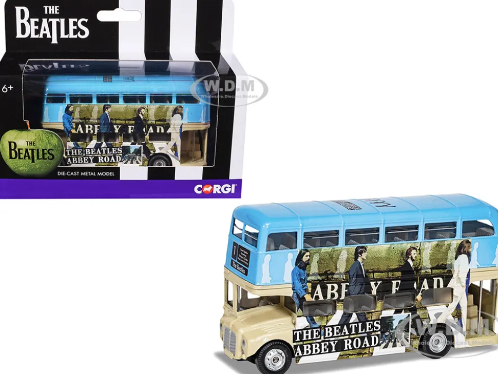 The Beatles London Double Decker Bus "Abbey Road" Blue and Beige Diecast Model Car by Corgi