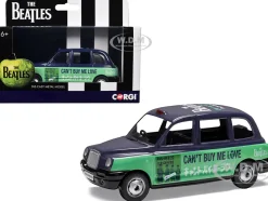 The Beatles London Taxi RHD (Right Hand Drive) "Can't Buy Me Love" Blue and Green with Graphics Diecast Model Car by Corgi