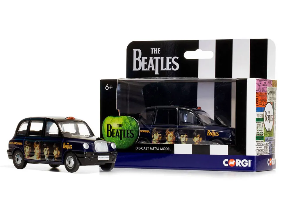The Beatles London Taxi RHD (Right Hand Drive) "Lady Madonna" Black and Dark Blue with Graphics Diecast Model Car by Corgi