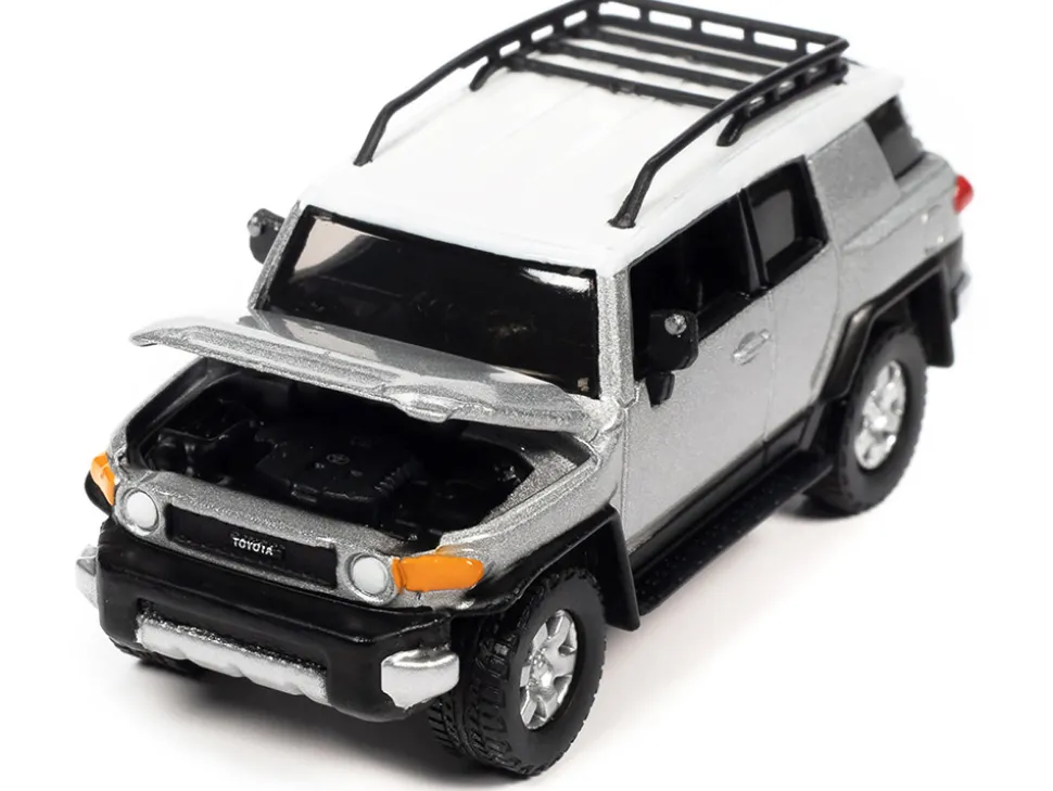 2007 Toyota FJ Cruiser Titanium Silver Metallic with White Top and Roofrack Classic Gold Collection Series Limited Edition 1/64 Diecast Model Car Johnny Lightning JLCG030-JLSP278A