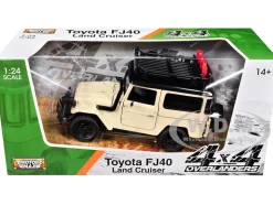 Toyota FJ40 Land Cruiser Beige "4x4 Overlanders" Series 1/24 Diecast Model Car by Motormax