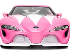 Toyota FT-1 Concept Pink Metallic and Pink Ranger Diecast Figurine Power Rangers Hollywood Rides Series 1/24 Diecast Model Car Jada 33224
