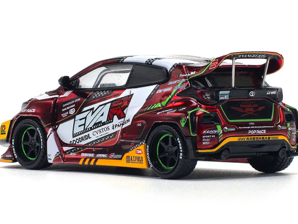 Toyota Goodride GR Yaris RHD (Right Hand Drive) "EVA RT Production Model-02" Red Metallic with Graphics 1/64 Diecast Model Car by Pop Race