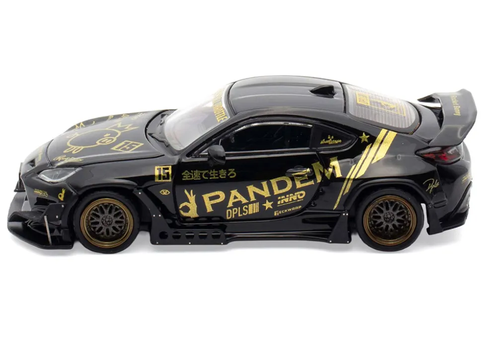 Toyota GR86 "Pandem" RHD (Right Hand Drive) Black with Gold Graphics "Hobby Expo China 2025 Event Exclusive" 1/64 Diecast Model Car by Inno Models