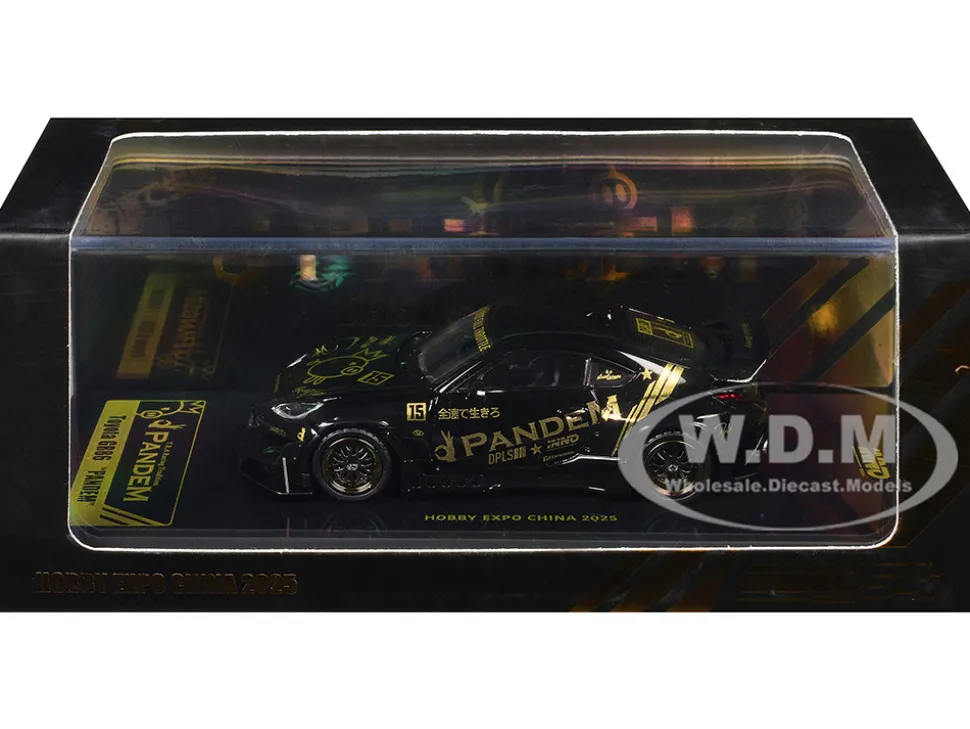 Toyota GR86 "Pandem" RHD (Right Hand Drive) Black with Gold Graphics "Hobby Expo China 2025 Event Exclusive" 1/64 Diecast Model Car by Inno Models
