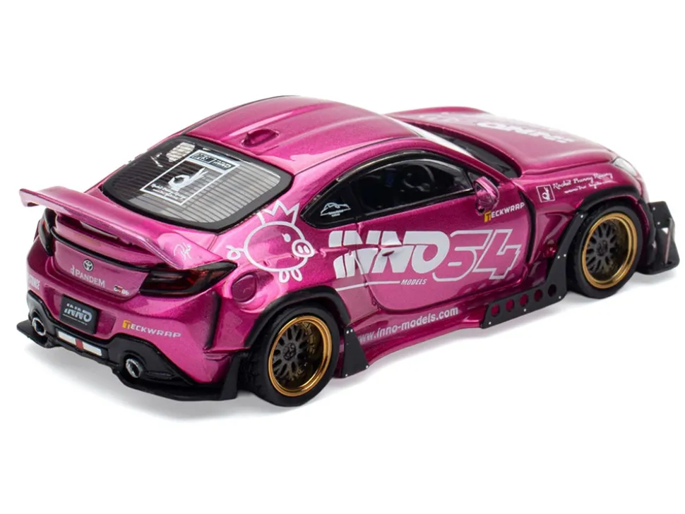 Toyota GR86 "Pandem Rocket Bunny" RHD (Right Hand Drive) Pink Metallic with Graphics "APA XPO 2025 Event Exclusive" 1/64 Diecast Model Car by Inno Models