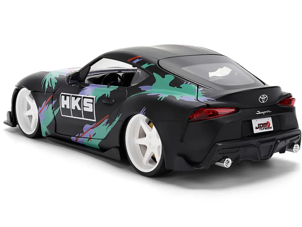 2020 Toyota GR Supra "HKS" Matt Black with Graphics "JDM Tuners" Series 1/24 Diecast Model Car by Jada