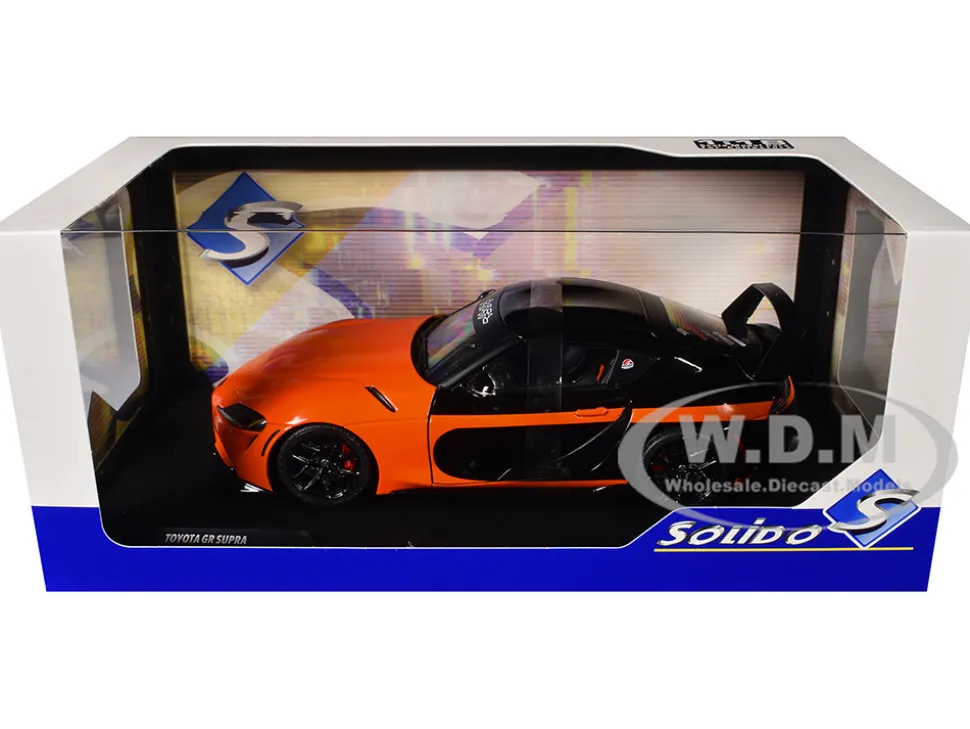 2024 Toyota GR Supra "StreetFighter" Orange and Black 1/18 Diecast Model Car by Solido