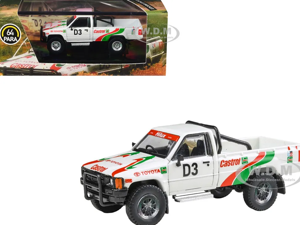 Toyota Hilux Pickup Truck #D3 "Castrol" White with Graphics "Rustenburg 400 Rally" (1995) 1/64 Diecast Model Car by Paragon Models