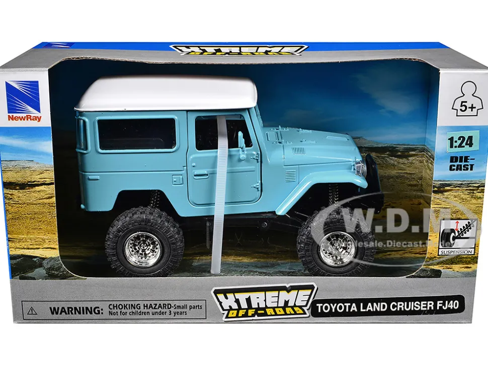 Toyota Land Cruiser FJ40 Light Blue with White Top "Xtreme Off-Road" Series 1/24 Diecast Model by New Ray