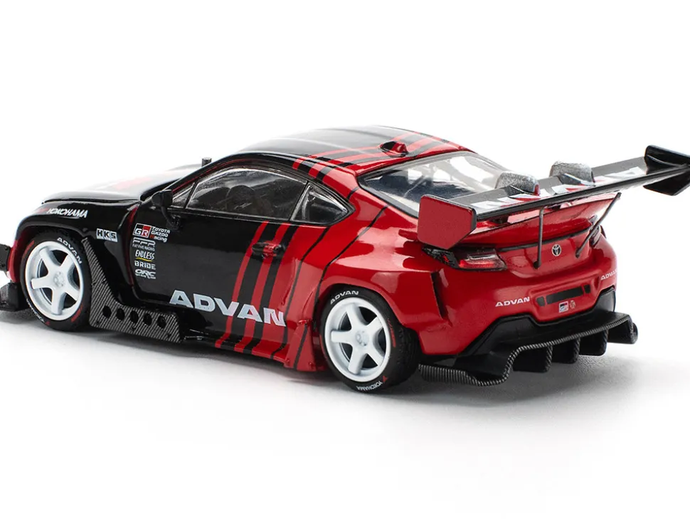 Toyota Pandem GR86 "Advan" Black and Red with Graphics 1/64 Diecast Model Car by Pop Race