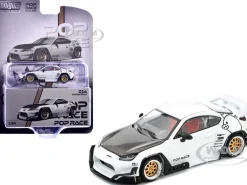 Toyota Pandem GR86 White with Carbon Hood "Enigma Exclusive Edition" 1/64 Diecast Model Car by Pop Race
