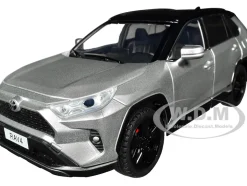 Toyota Rav4 Hybrid XSE Silver Metallic with Black Top and Sunroof 1/24 Diecast Model Car H08666SLBK