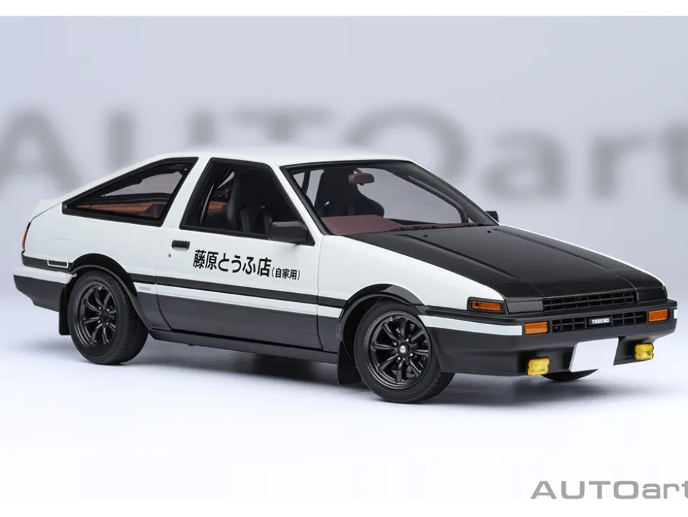Toyota Sprinter Trueno (AE86) RHD (Right Hand Drive) "Project D Final Version" White with Carbon Hood "Initial D" (1995-2013) TV Series "30th Anniversary" 1/18 Model Car by Autoart