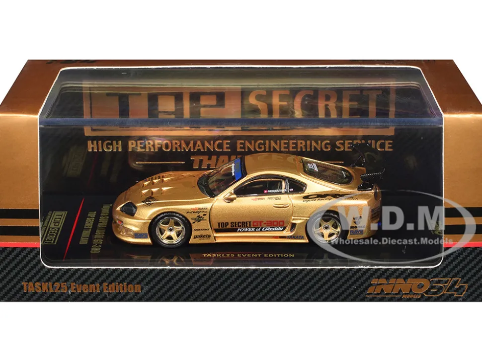 Toyota Supra (A80) "Top Secret Thailand" GT300 RHD (Right Hand Drive) Gold Metallic "Tokyo Auto Salon Kuala Lumpur 2025 Event Exclusive" 1/64 Diecast Model Car by Inno Models