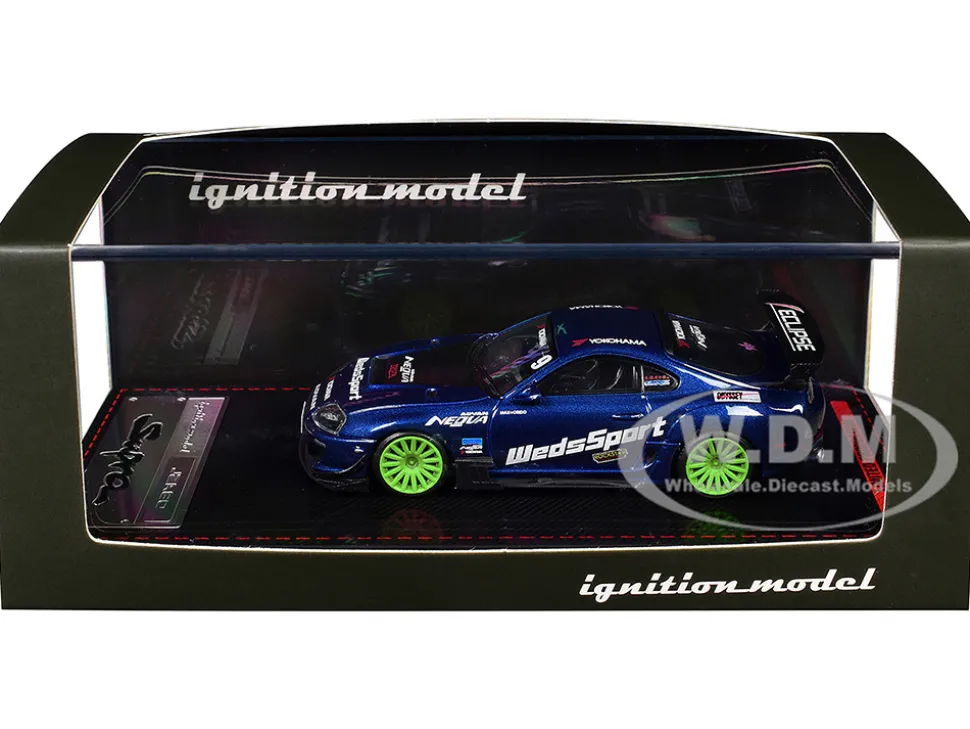 Toyota Supra (JZA80) RZ RHD (Right Hand Drive) #9 "WedsSport" Blue Metallic with Graphics 1/64 Diecast Model Car by Ignition Model