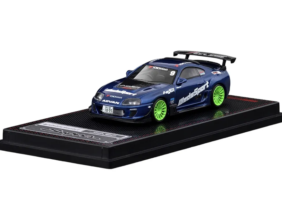 Toyota Supra (JZA80) RZ RHD (Right Hand Drive) #9 "WedsSport" Blue Metallic with Graphics 1/64 Diecast Model Car by Ignition Model